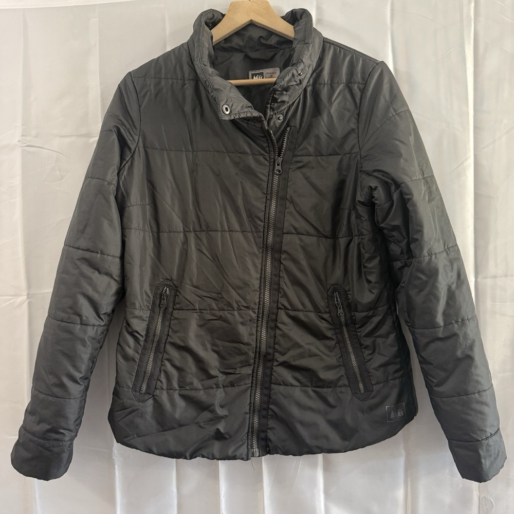 REI Womens Black Insulated Jacket Groundbreaker Puffer Puffy Quilted Coat M‎